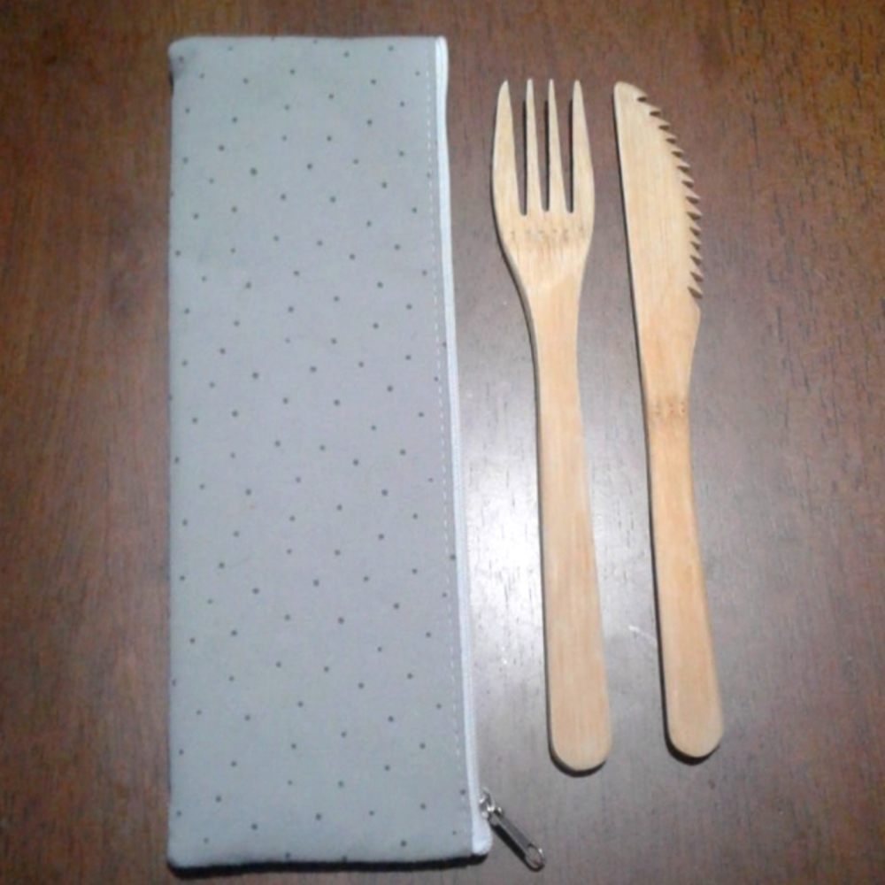 Bamboo knife and fork set